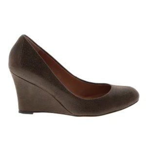 Ann Taylor Brown Embossed Leather Wedges